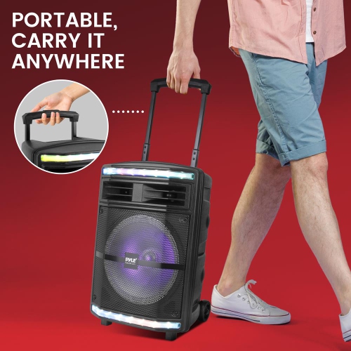 Bluetooth PA Speaker System - Portable Indoor / Outdoor Loudspeaker with Rechargeable Battery, Flashing Party Lights, MP3/USB/Micro SD Readers, FM