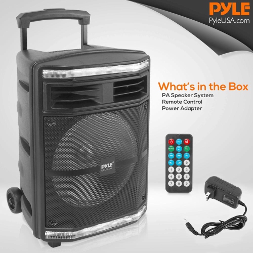 Bluetooth PA Speaker System - Portable Indoor / Outdoor Loudspeaker with Rechargeable Battery, Flashing Party Lights, MP3/USB/Micro SD Readers, FM