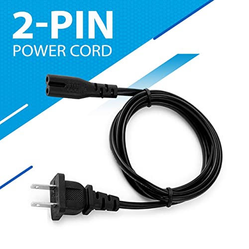 AC 2 Prong C8 Power Cord 5ft Standard 250V for TV PS4 PS5 Speaker Monitor Xbox Wall Power Cord Replacement Black