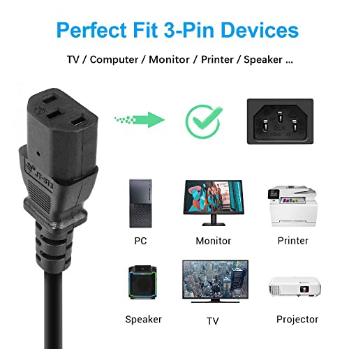 Cordon d'alimentation c.a. à 3 broches compatible avec Epson BenQ Optoma Canon EPSON Infocus NEC Sony Eiki ViewSonic projecteur de ViewSonic de Dell