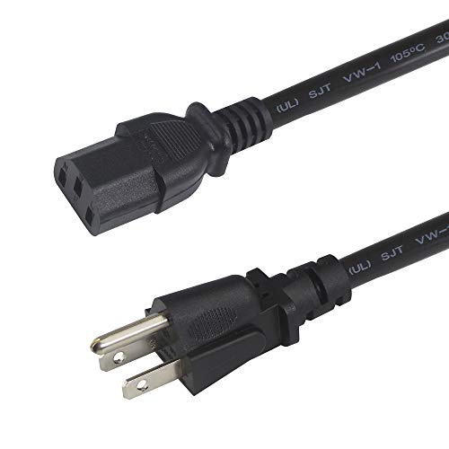 Monitor Power Cord Replacement 6ft PC Computer Power Supply Cord, NEMA 5-15P to IEC C13 Connector SJT 18AWG, Universal Laptop 3 Prong Power Cable,