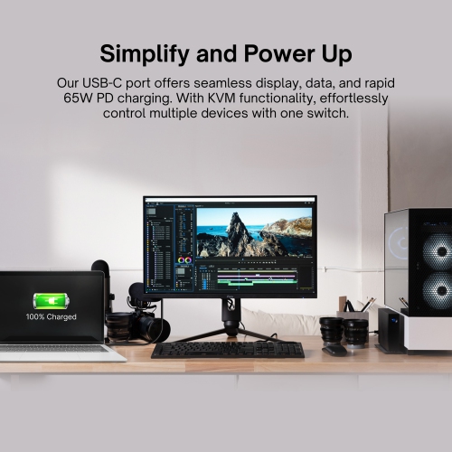 Pixio PX277 PRO 27" 165Hz WQHD 1440p Fast IPS Panel 1ms GTG USB Type-C Display Port and 65W Charging Adjustable Stand AMD FreeSync Premium Gaming