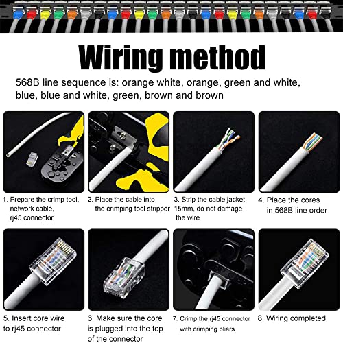 TAIWAIN CAT6 Network Crimp Tool Repair Set CAT5 Crimper with RJ45 Connectors for RJ11/RJ12, Network Crimping Wire Stripper Kit with 50PCS Covers,