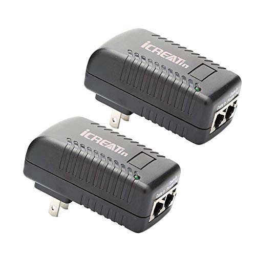2-Pack Wall PoE Injector Power Over Ethernet Adapter 802.3af 48V 24W 0.5A for Security IP Cameras IP Phones, 10/100Mbps