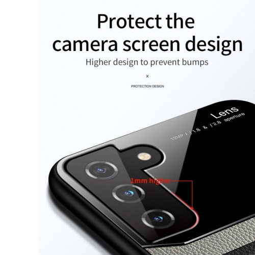 Étui en cuir pour Samsung S21 couvercle arrière étui protecteur antichoc étui de téléphone coque arrière en verre - EXPÉDITION GRATUITE
