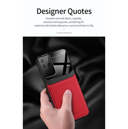 Étui en cuir pour Samsung S21 Ultra, couvercle arrière de l’étui protecteur antichoc étui de téléphone coque arrière en verre