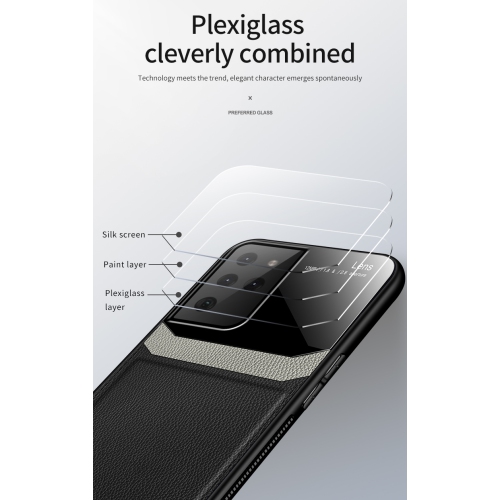 Étui en cuir pour Samsung S21 Ultra, couvercle arrière de l’étui protecteur antichoc étui de téléphone coque arrière en verre