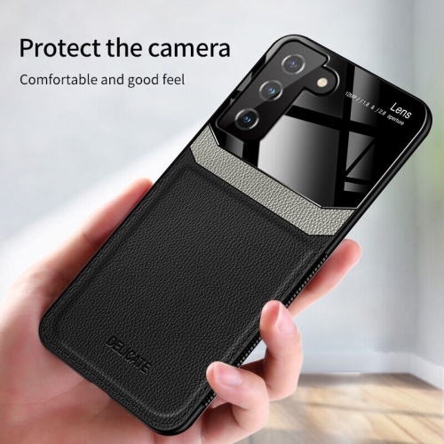 Étui en cuir pour Samsung S21 PLUS, couvercle arrière de l’étui protecteur antichoc étui de téléphone coque arrière en verre - EXPÉDITION GRATUITE