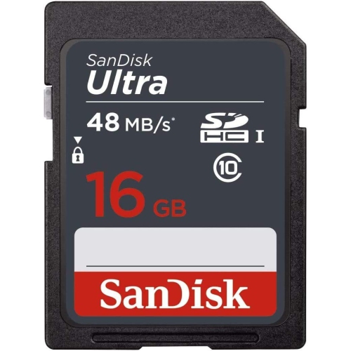 Paquet de 5 – Carte mémoire SD SDHC UHS-I classe 10 Ultra 16&nbsp;Go de SanDisk vitesse de lecture jusqu'à 48MB Mo/s 320X Go SDUNB-016G-GN3IN, lot en
