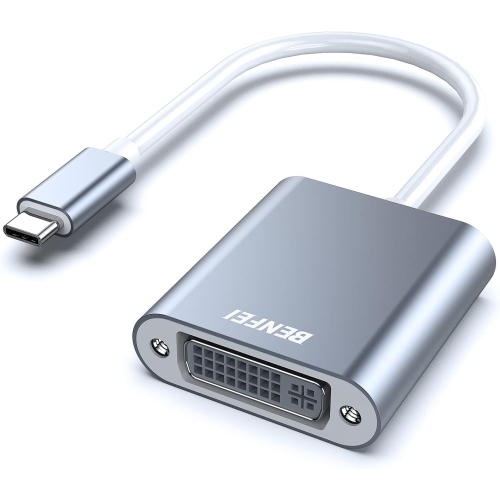 BENFEI USB-C to DVI Adapter, Thunderbolt 3/4 Compatible for iPhone 15, MacBook, iPad Pro, Grey