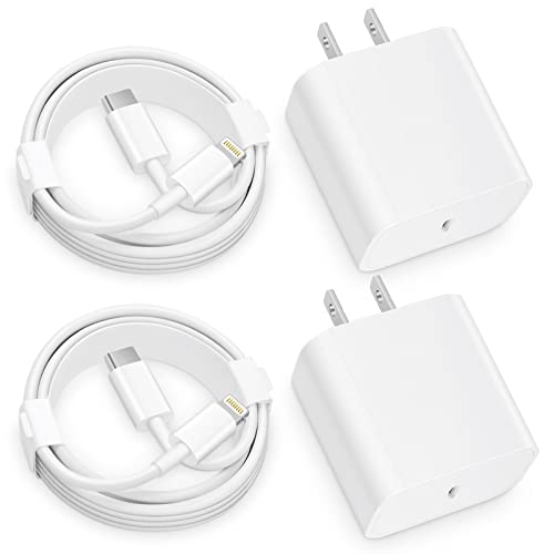 JUUSMART  Iphone 12 13 14 Fast Charger, Apple Mfi 2-Pack 20W Type C Fast Charger Block \w 6Ft USB-C to Lightning Cable Compatible \w Iphone 14 13 12 11