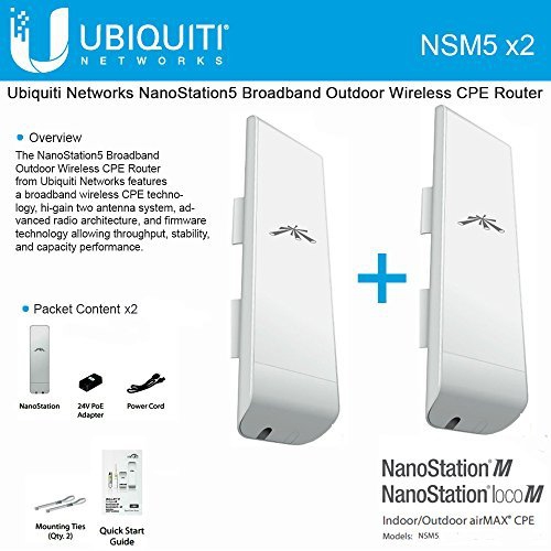 Ubiquiti NSM5 Bundle of 2 NanoStation M5 5GHz Outdoor airMAX CPE