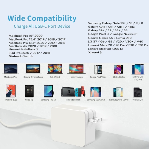 MacBook Pro Charger for MacBook Air Charger 96W USB C Laptop Charger for MacBook Pro USB C Charger, Included Type C Cable