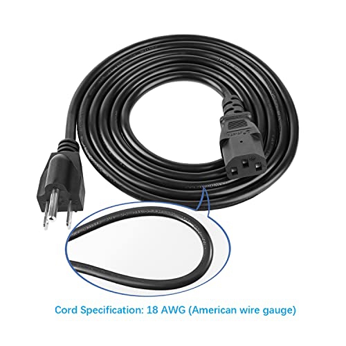 Power Cord Compatible Samsung Plasma TV, ION Speaker, Dynex TV Panasonic Sony Philips Sanyo LG TV 6ft 3 Prong Universal Power Cable Replacement