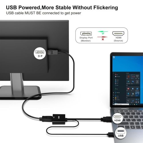 BENFEI HDMI to DisplayPort Adapter, 4K@60Hz, Uni-Directional for Laptop, Xbox, PS4
