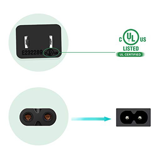 2 Prong Power Cord Compatible for Samsung LED TV / Monitor