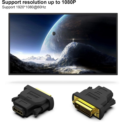 BENFEI DVI to HDMI Adapter, Bidirectional, 2 Pack, Gold-Plated, DVI-D to HDMI