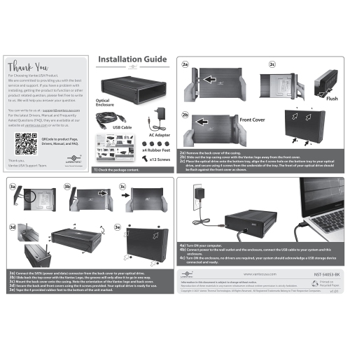 Vantec NexStar DX2 USB 3.0 External Enclosure Design for 5.25" Blu-Ray/CD/DVD SATA Drive, Second Generation of DX
