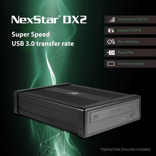 Vantec NexStar DX2 USB 3.0 External Enclosure Design for 5.25" Blu-Ray/CD/DVD SATA Drive, Second Generation of DX