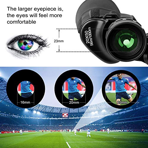 20x50 Compact Binoculars with Low Light Night Vision, HD Professional/Daily Waterproof Telescope for Outdoor Hunting, Bird Watching, Sightseeing Fit