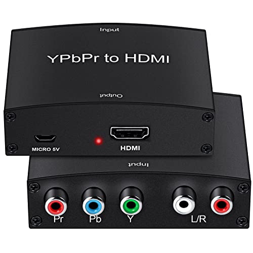 Component to HDMI Adapter, YPbPr to HDMI Coverter + R/L, Component 5RCA RGB to HDMI Converter Adapter, Supports 1080P Video Audio Converter Adapter