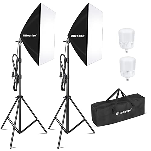 UBEESIZE  Softbox Photography Lighting Kit, 27 X 20 Continuous Lighting Kit \w 2PCs 40W E27 Socket 6500K Bulbs, Professional Photo Studio Lighting For