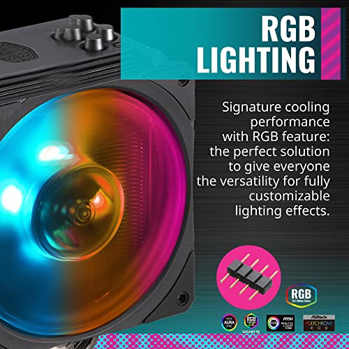 Hyper 212 Black Edition RGB CPU Air , SF120R RGB Fan, Anodized Gun-Metal Black, Brushed Nickel Fins, 4 Copper Direct Contact Heat Pipes for AMD