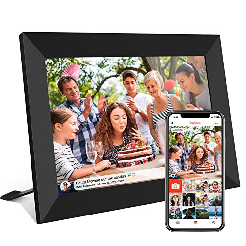 FRAMEO 10.1 Inch Smart WiFi Digital Photo Frame 1280x800 IPS LCD Touch Screen, Auto-Rotate Portrait and Landscape, Built in 16GB Memory, Share Moment