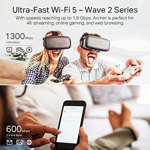 AC1900 Smart WiFi Router -High Speed MU-MIMO Wireless Router, Dual Band Router for Wireless Internet, Gigabit, Supports Guest WiFi