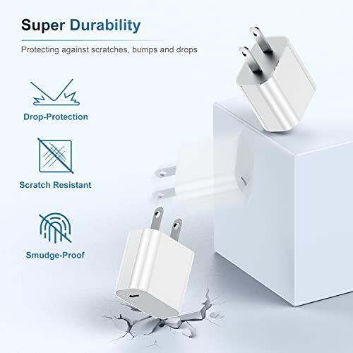 Renova- Apple iPhone 20W USB-C Wall Charger Lightning Connector Cable | Compatible With iPhone 14, 13, 12, 11 Pro Max, XR, XS, iPad 10th Gen, 9th