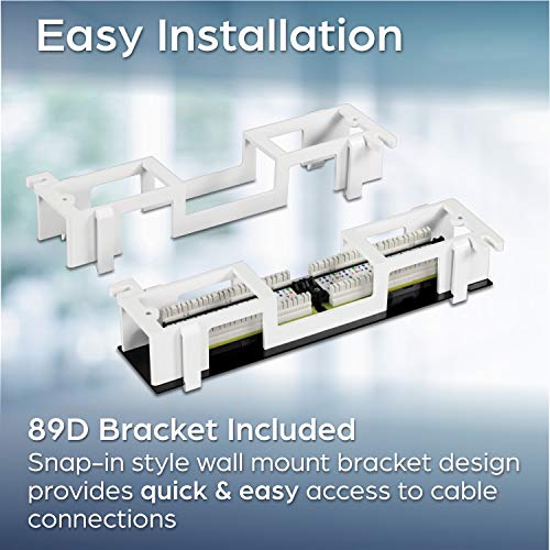 12-Port Cat6 Unshielded Patch Panel, TC-P12C6V, Wall Mount, Included 89D Bracket, Vertical or Horizontal Installation, Compatible w/ Cat5e & Cat6