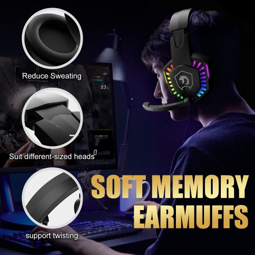 Ensemble clavier et souris de jeu avec fil, clavier avec fil rétroéclairé DEL arc-en-ciel, casque d'écoute avec microphone