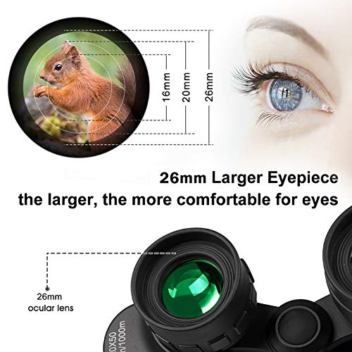 20x50 High Power Military Binoculars, Compact HD Professional/Daily Waterproof Binoculars Telescope for Adults Bird Watching Travel Hunting Football