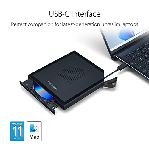 ZenDrive V1M External DVD Drive and Writer with Built-in Cable-Storage Design, USB-C Interface, Compatible with Win 11 and macOS, M-DISC Support