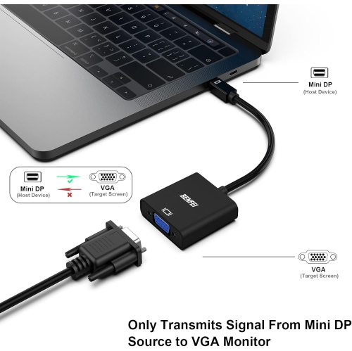 BENFEI Mini DP to VGA Adapter, Thunderbolt Compatible, Male to Female for ThinkPad, Surface Pro