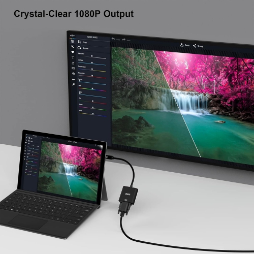 BENFEI Mini DP to VGA Adapter, Thunderbolt Compatible, Male to Female for ThinkPad, Surface Pro