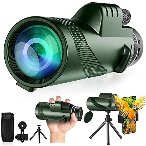 80x100 Monocular-Telescope High Powered Monocular for Adults Low Night Vision Monocular for Smartphone Adapter Monocular Telescope Hunting Wildlife