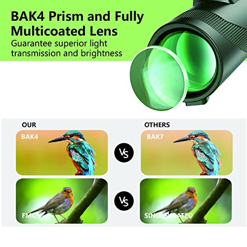 80x100 Monocular-Telescope High Powered Monocular for Adults Low Night Vision Monocular for Smartphone Adapter Monocular Telescope Hunting Wildlife