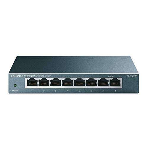 TL-SG108 | 8 Port Gigabit Unmanaged Ethernet Network Switch, Ethernet Splitter | Plug & Play | Fanless Metal Design | Shielded Ports | Traffic