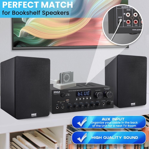 Stereo Amplifier Audio Receiver Sound System with Bluetooth Wireless Streaming, MP3/USB/SD/AUX/FM Radio