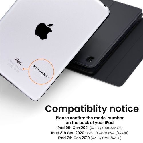 iPad Case with Keyboard 10.2'' iPad 9th Generation Case with Keyboard, Built-in Pencil Holder iPad Case 9th Generation/8th Gen/7th Black