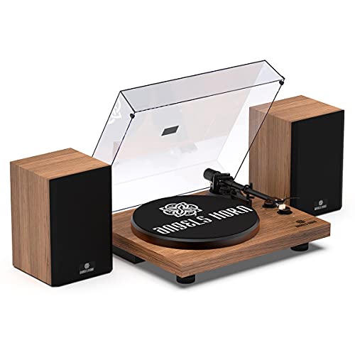 ANGELS HORN  Vinyl Record Player, Hi-Fi System Bluetooth Turntable Players \w Stereo Bookshelf Speakers, Built-In Phono Preamp, Belt Drive 2-Speed I’m pleased with this record player in more ways than one