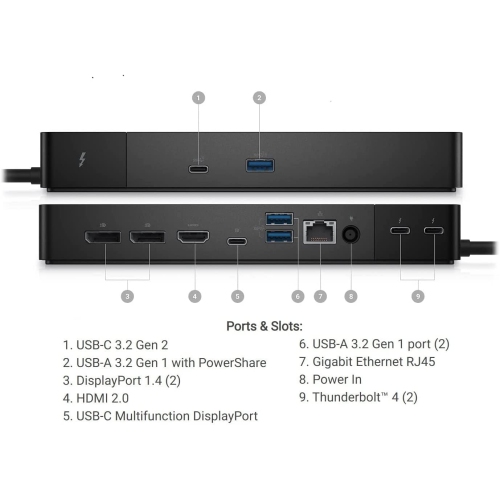 Dell WD22TB4 Thunderbolt 4 Dock with 130W ExpressCharge and Future-Made Design