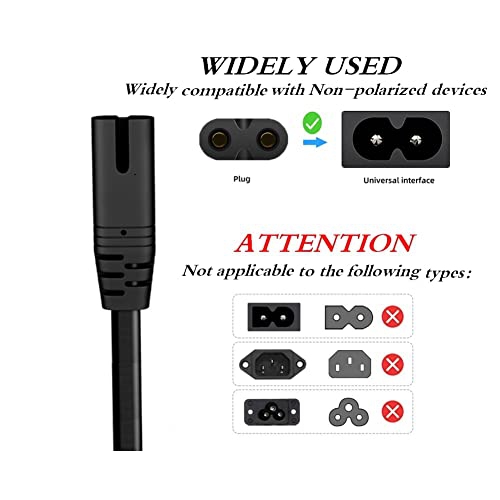 Câble d'alimentation à 2 broches compatible avec le téléviseur intelligent Roku DEL ACL HD de TCL certifié UL; Câble d'alimentation c. a. pour