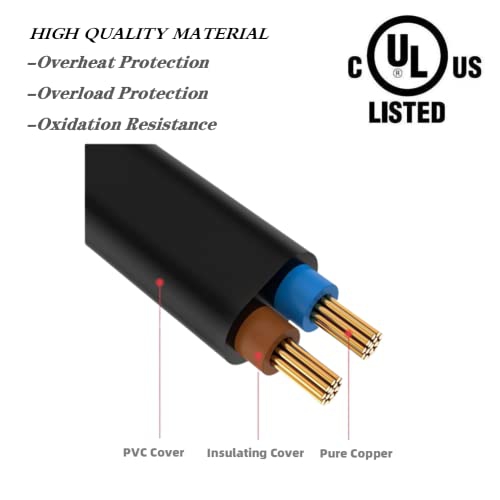 Câble d'alimentation à 2 broches compatible avec le téléviseur intelligent Roku DEL ACL HD de TCL certifié UL; Câble d'alimentation c. a. pour