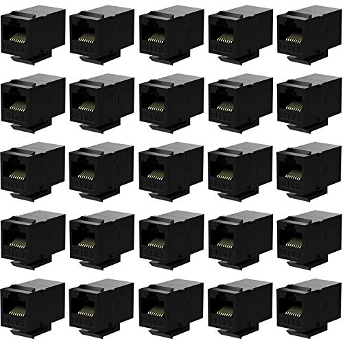 Rj45 Coupler Cat6 Keystone Jack Inline Coupler Female to Female Insert Coupler 25 Pack Black
