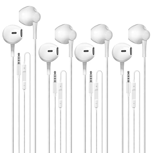 Wired Earbuds 4 Pack, Earbuds Earphones with Microphone, Earbuds Wired Stereo in-Ear Headphones Bass Earbuds, Compatible with iPhone and Android