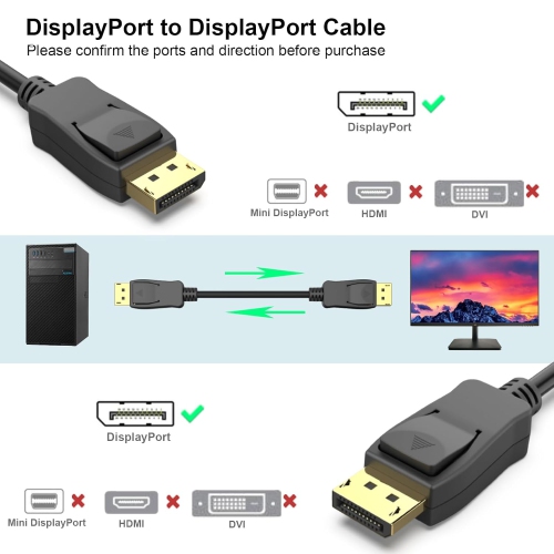 BENFEI 8K DisplayPort to DisplayPort 6 Feet Cable [VESA Certified], DP to DP Male to Male Cable Gold-Plated Cord