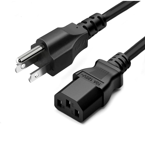 Standard 5ft 10 Amps 125 Volts Black 3 Prong AC Power Cord Cable for Electronics, TV, Computer, Printer, Radio, Monitor, Samsung, Dell, Vizio, LG, As