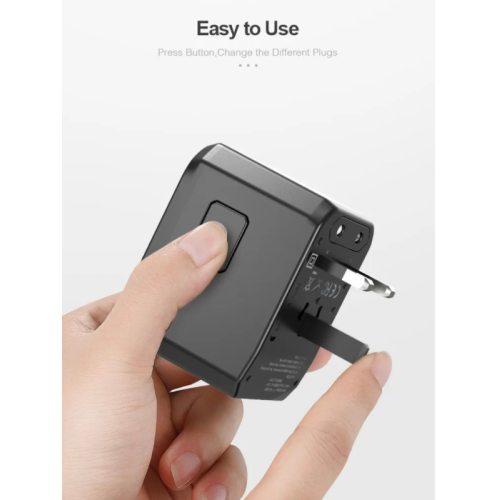 TUTT Travel Essentials | Adaptateur universel de voyage 180 pays + Kit international Adaptateur 4 USB+type-C US UK eu Australie